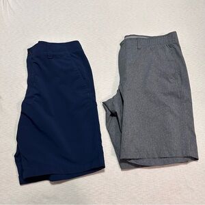 Under‎ Armour Match Play Shorts Lot Of 2 Size 38 Loose Blue Grey Heat Gear Golf